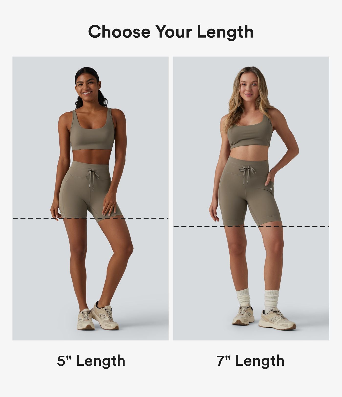 Short de cycliste yoga uni taille haute 12,5 cm avec cordon de serrage et poches
