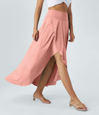 Jupe Longue Casual Breezeful™ Taille Haute à Volants 2en1 Fluide Sèchement Rapide Quotidien Maxi