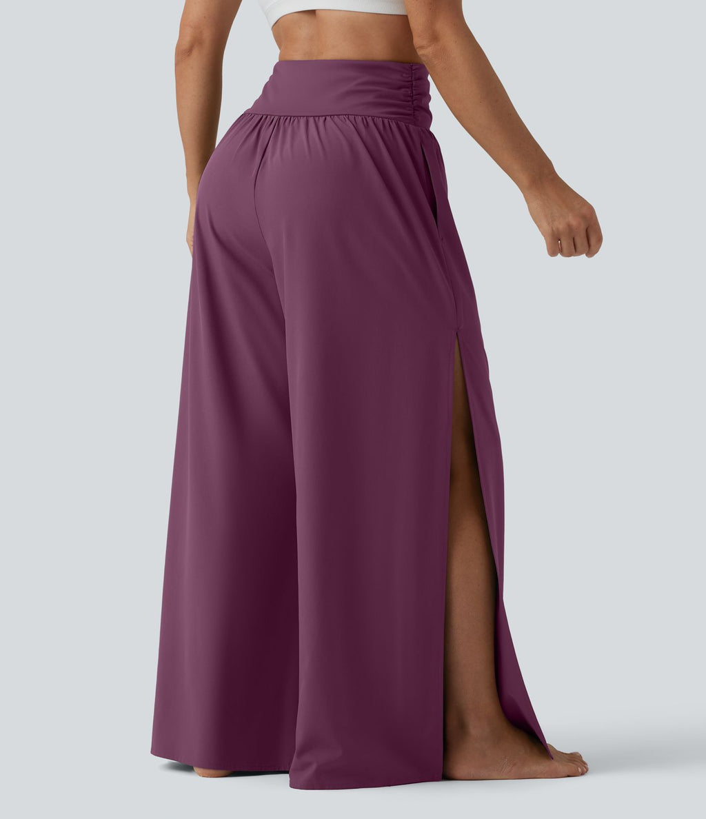 Pantalon fluide Breezeful™ taille haute à séchage rapide avec fronces, fente et poches