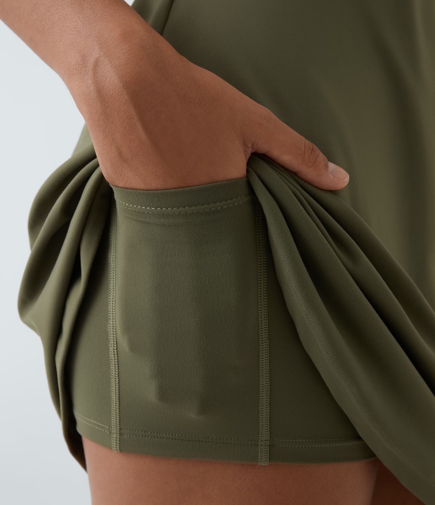 Robe de sport danse 2-pièces SoftlyZero™ Plush double bretelles caraco avec poche A-D