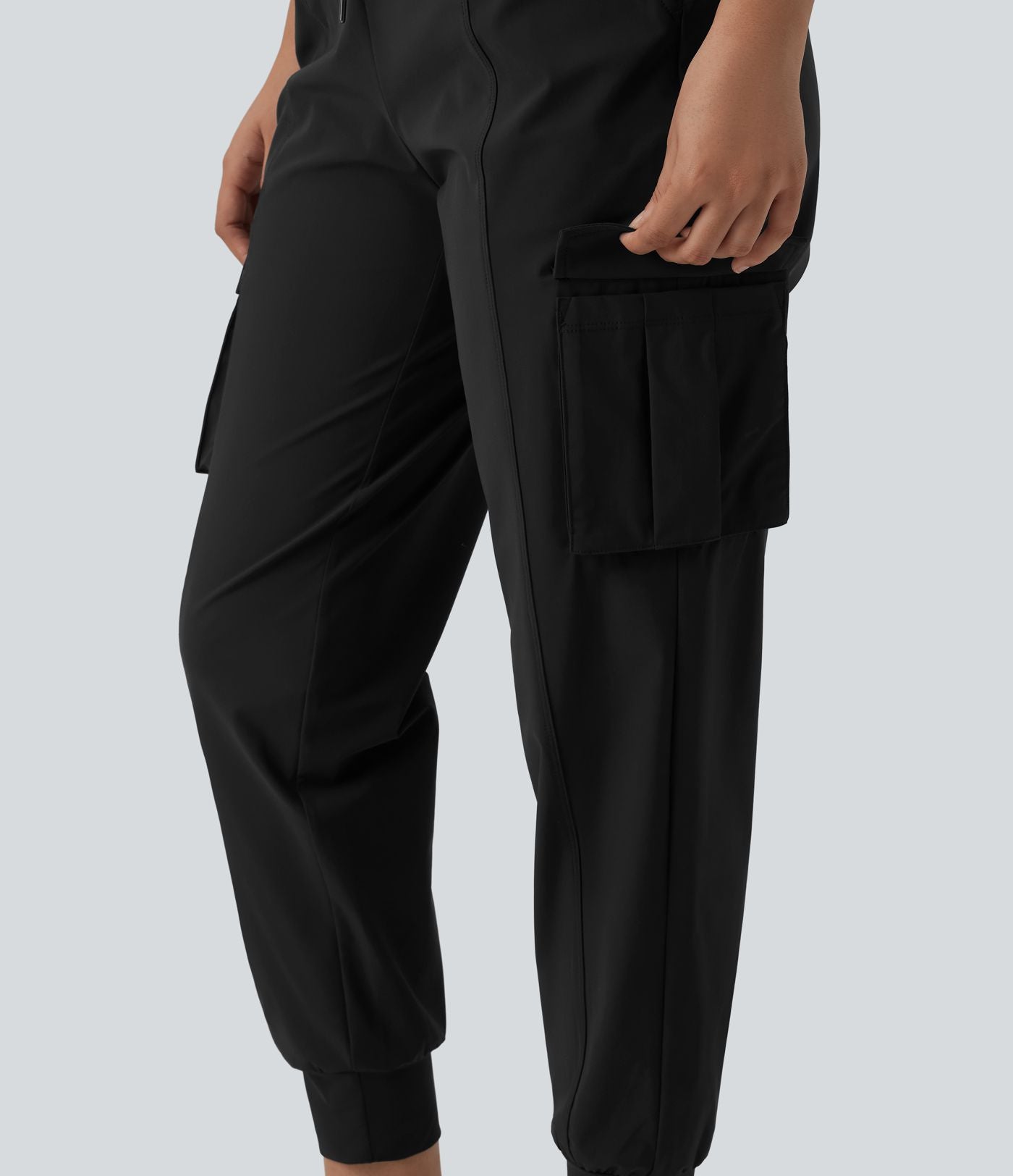 Jogging cargo décontracté à séchage rapide effet frais InstantCool taille haute avec cordon de serrage et poches, protection solaire UPF40+