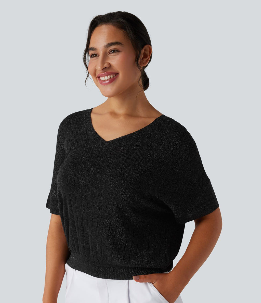 Pull de travail col V manches courtes