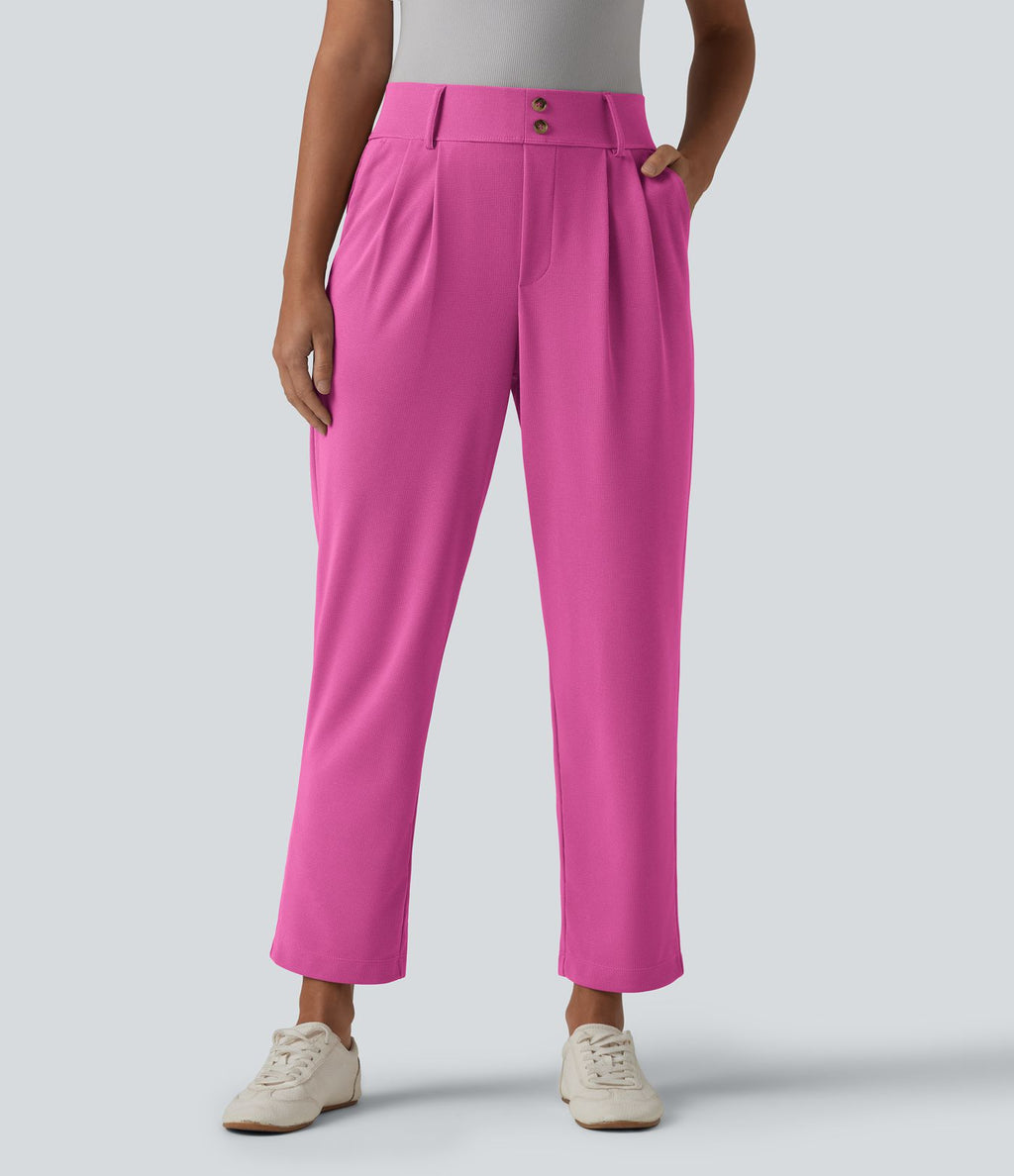 Halara Flex™ Pantalon tailleur fuselé taille haute en tissu gaufré avec poches