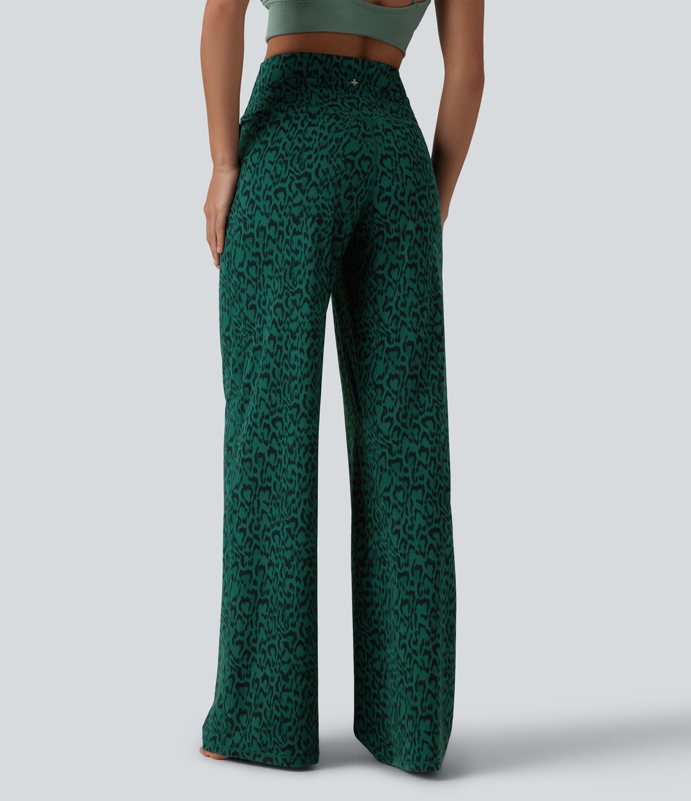 Pantalon de yoga jambes droites taille haute gainant imprimé léopard Halara UltraSculpt™ avec poches