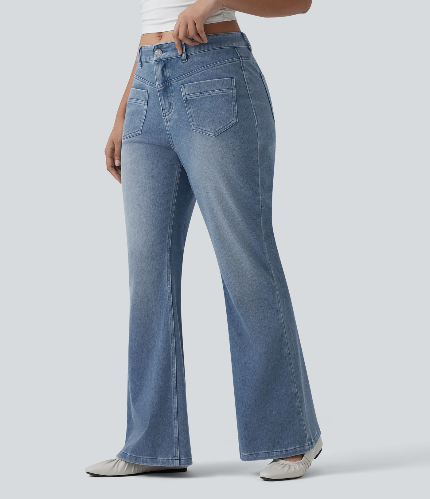 Jean évasé Halara Flex™ casual taille mi-haute avec poches