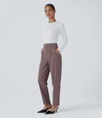 Pantalon tailleur Halara Flex™ fuselé uni, taille haute, avec poches