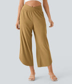 Breezeful™ Pantalon Fluide Vacances Séchage Rapide Taille Haute Croisée Poches Latérales Plissées Fente