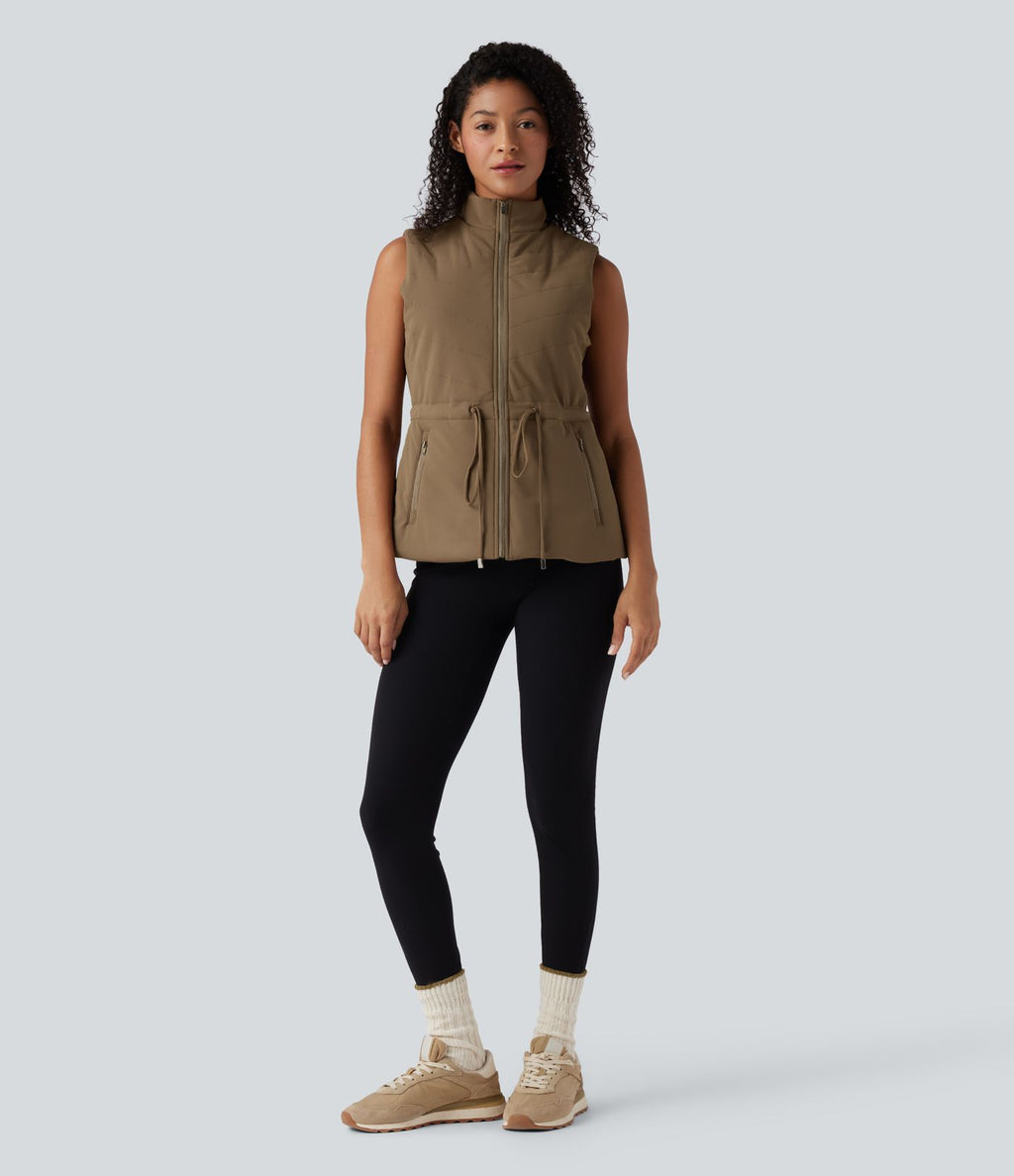 Veste polaire PuffFlex 3-en-1 à col montant et manches longues avec passe-pouces et gilet matelassé avec poches