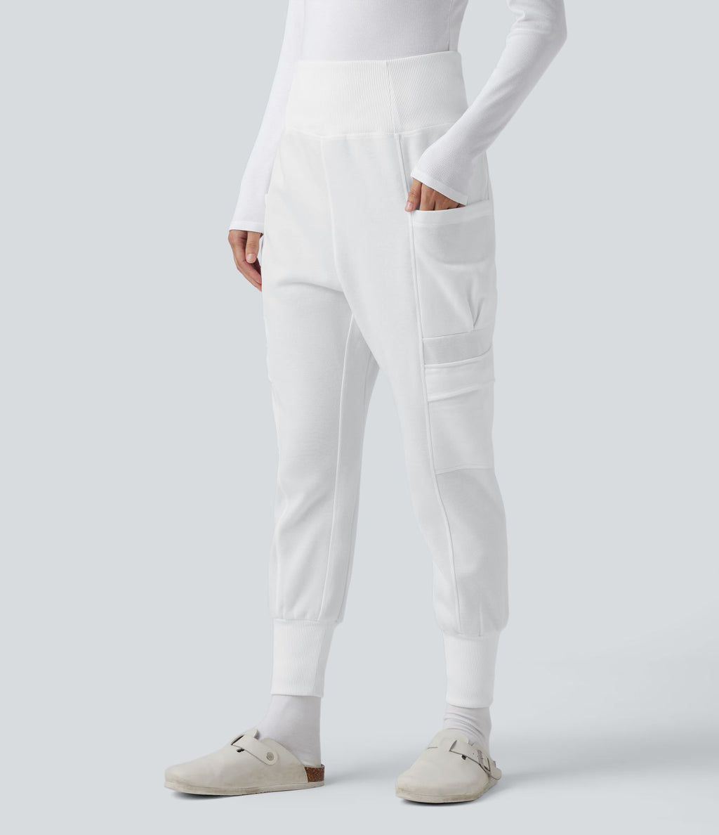 Jogging jogging cargo sarouel en polaire taille haute avec poches multiples
