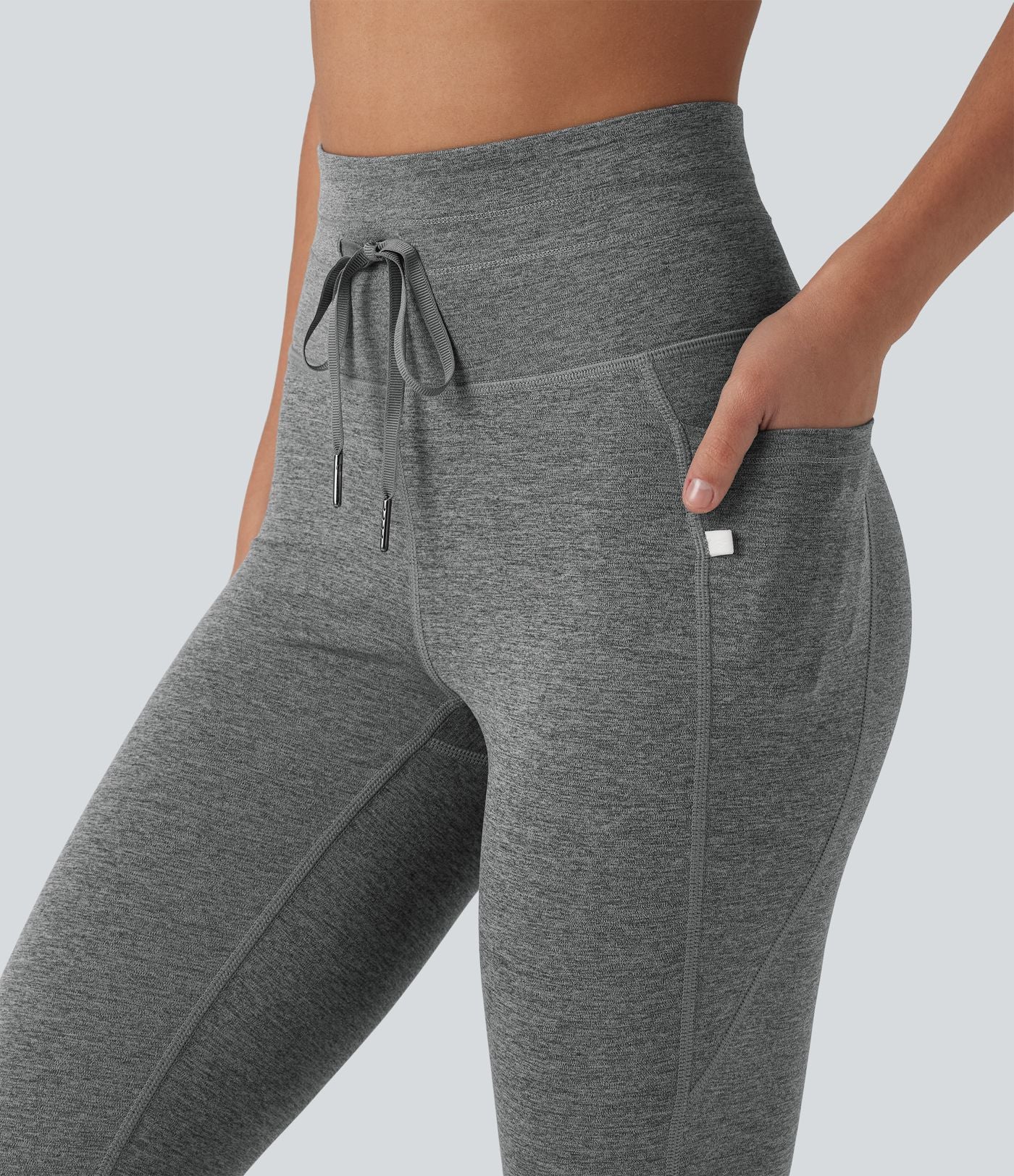 Legging 7/8 de yoga chiné taille haute séchage rapide avec cordon de serrage Halara UltraSculpt™ et poches