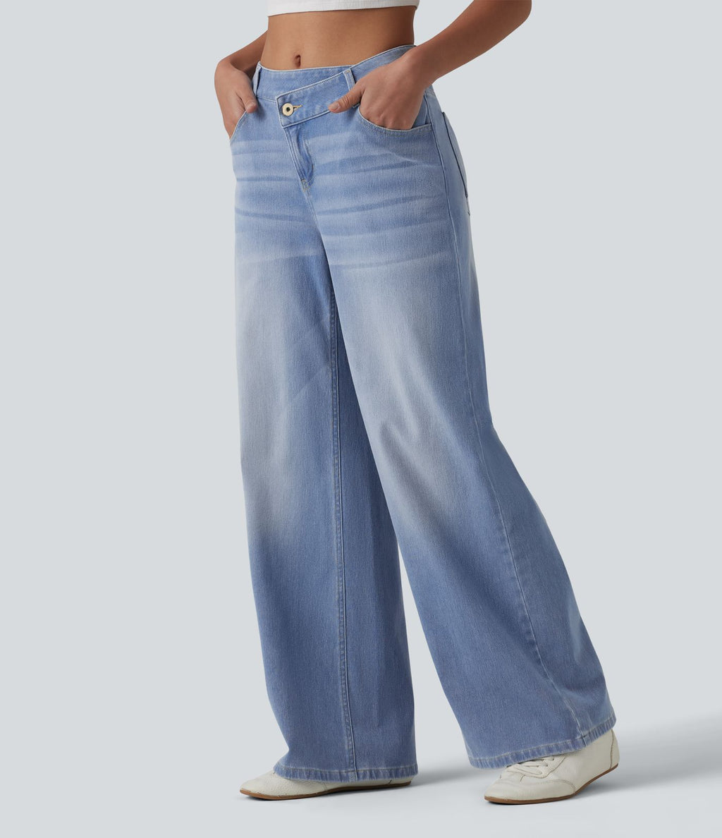Jean large décontracté Halara Flex™ asymétrique taille mi-haute avec poches