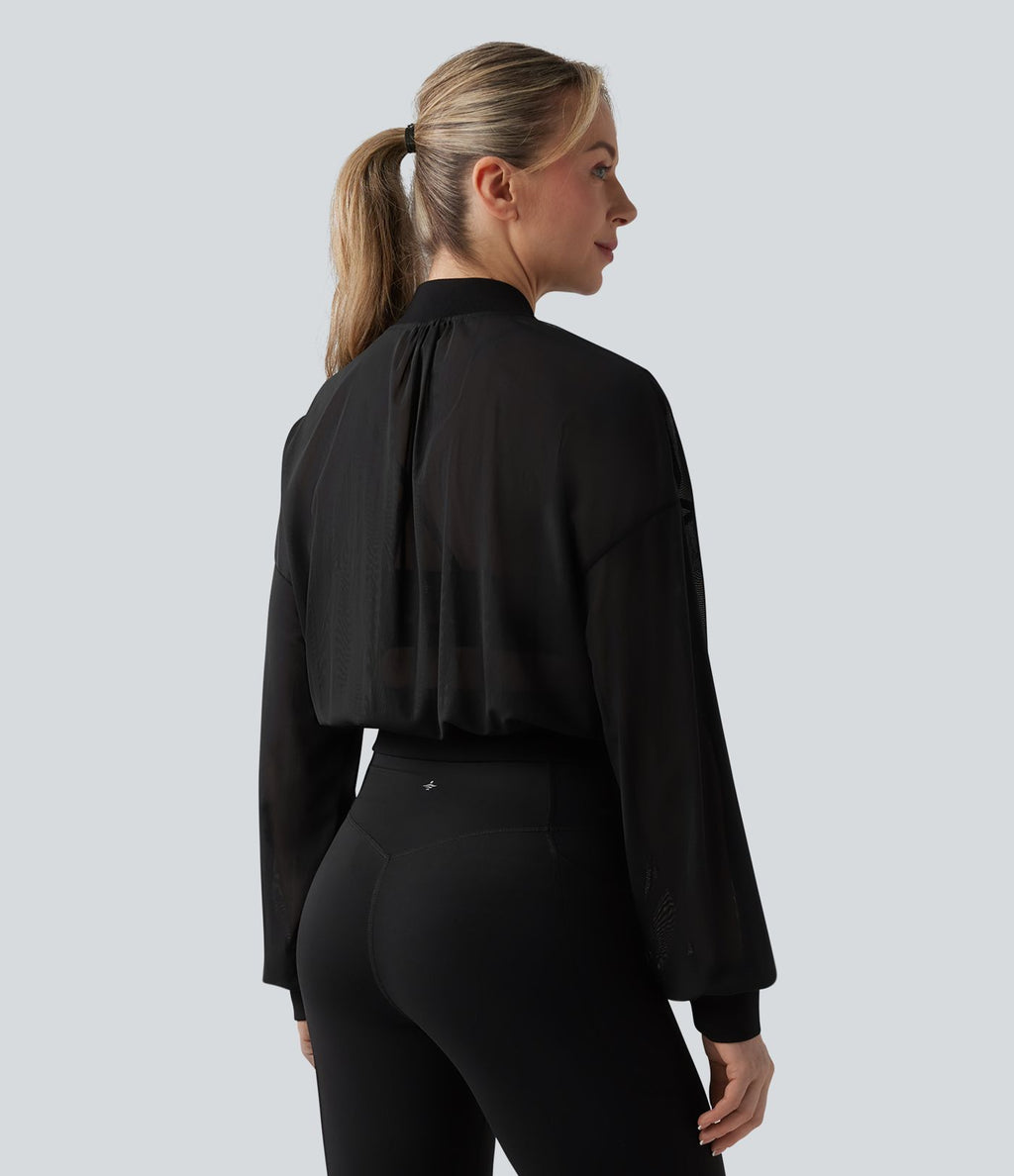 Veste bomber yoga mesh manches longues