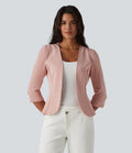 Blazer casual ouvert col V manches 3/4 à rayures en maille côtelée