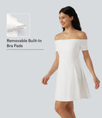Robe mini SoftlyZero™ Plush épaules dénudées à manches courtes, maintien intégré, bonnets B à E