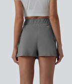 Short de running taille haute effet frais InstantCool et séchage rapide avec poches,cordon réglable, 6,5 cm, protection solaire UPF40+