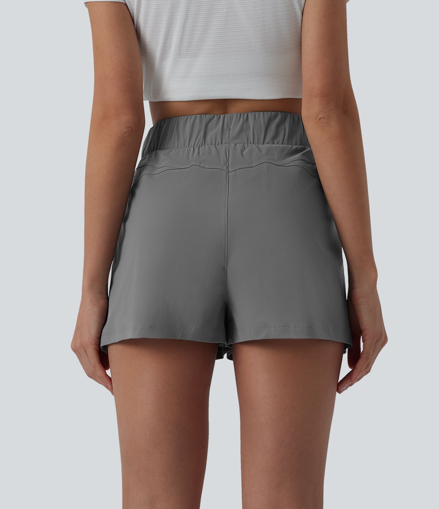 Short de running taille haute effet frais InstantCool et séchage rapide avec poches,cordon réglable, 6,5 cm, protection solaire UPF40+