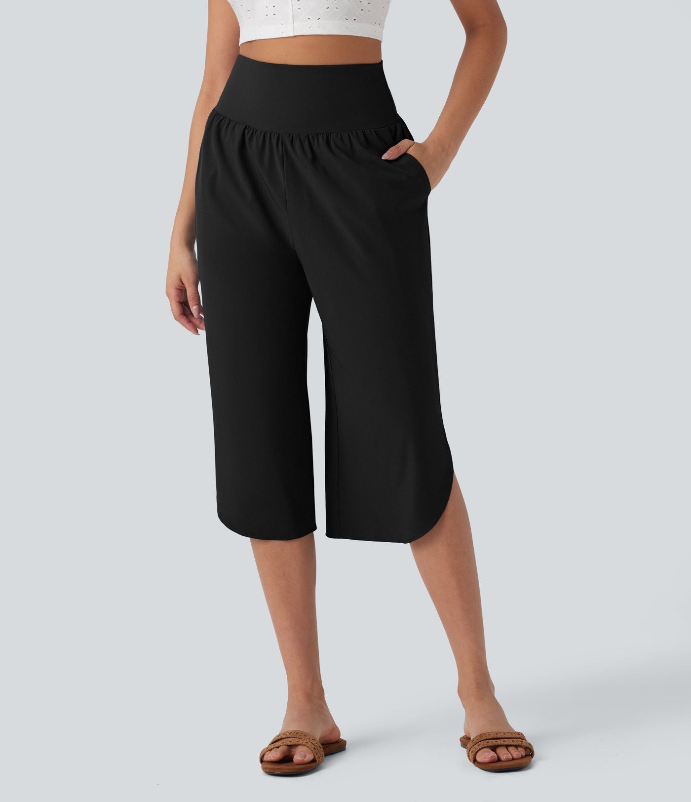 Pantalon corsaire gainant taille haute à ourlet asymétrique et séchage rapide avec poches Breezeful™