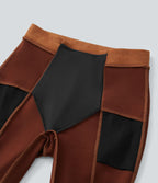 Legging décontracté en suédine taille haute, gainant, avec poches latérales