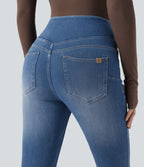 Legging skinny 7/8 en denim Halara Flex™ taille haute gainant avec poches