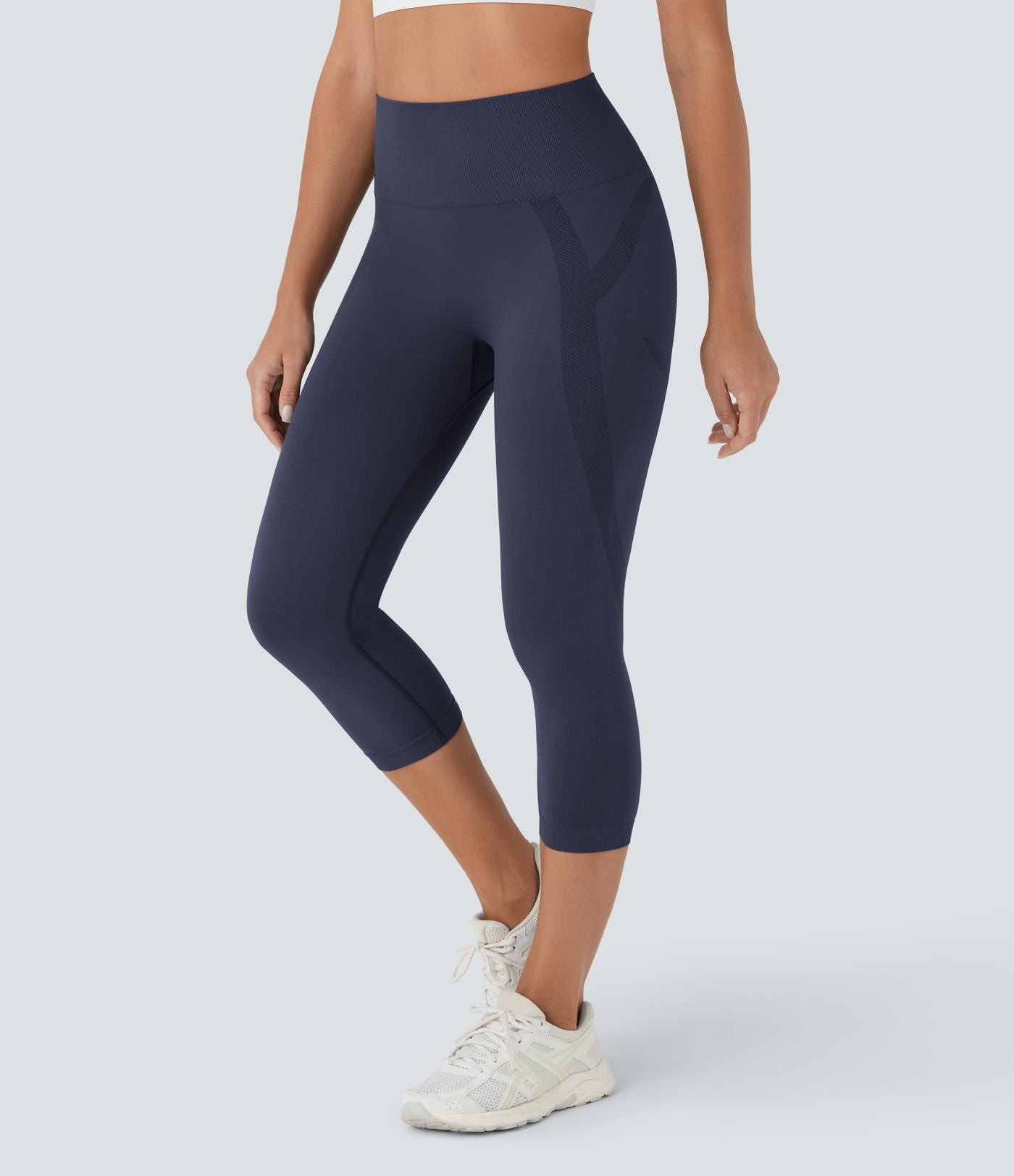 Legging capri yoga taille haute froncé sans couture OneForm Seamless Flow