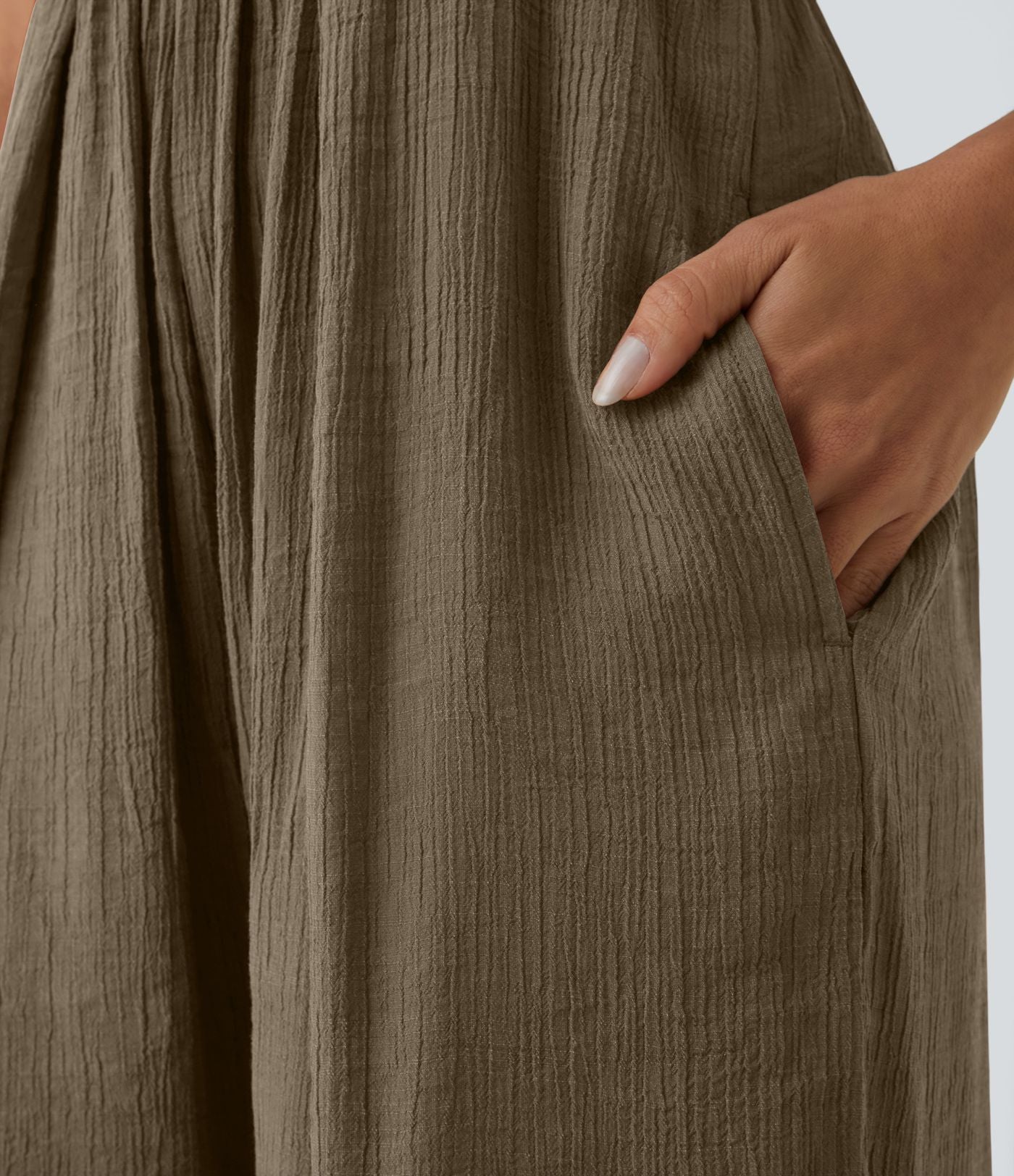 Combinaison Dos Nu Fines Bretelles Lacets Poche Latérale Plissée Grande Taille