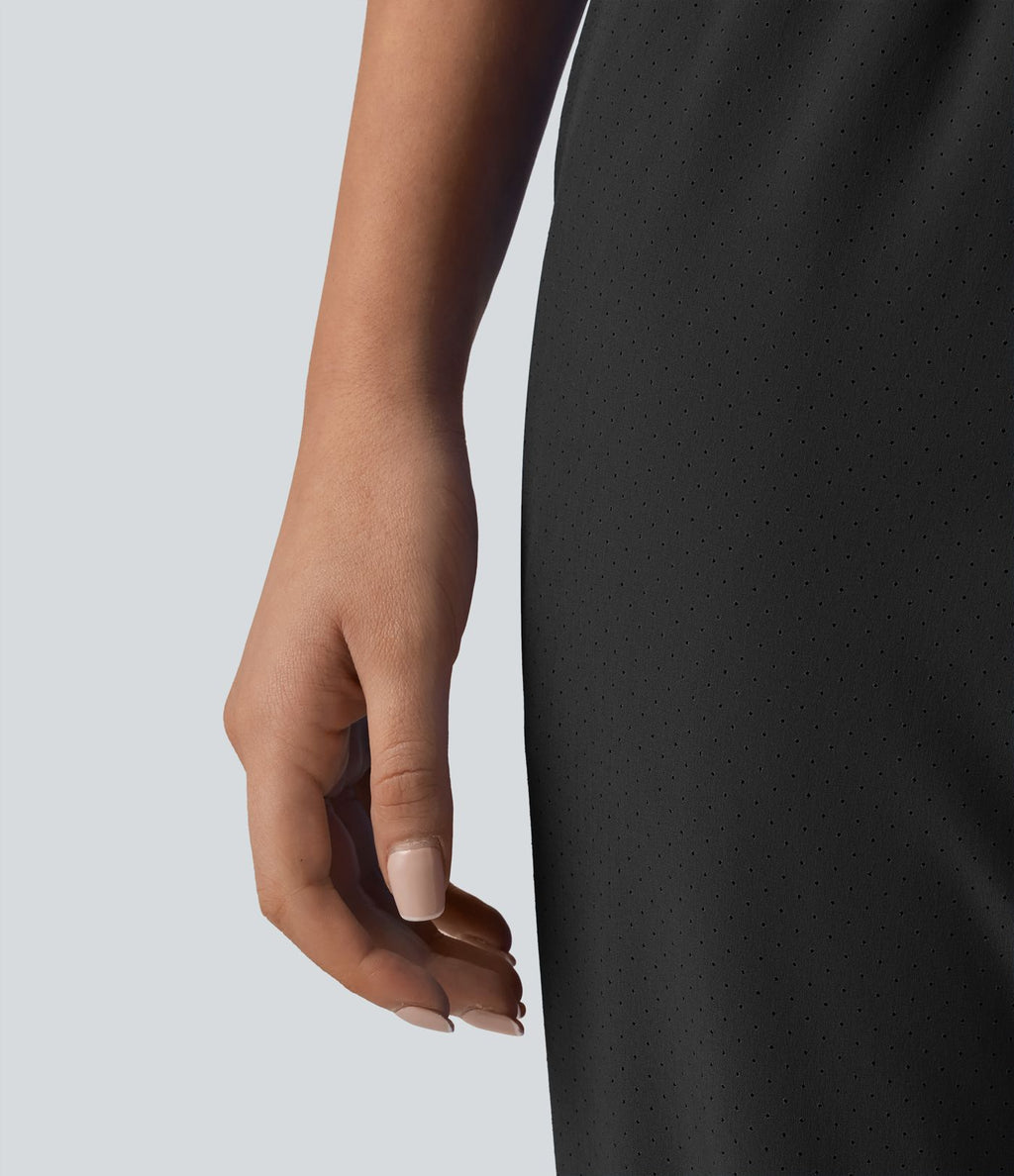 Pantalon de jogging 2 en 1 à taille haute, gainant et à séchage rapide, perforé, avec poches
