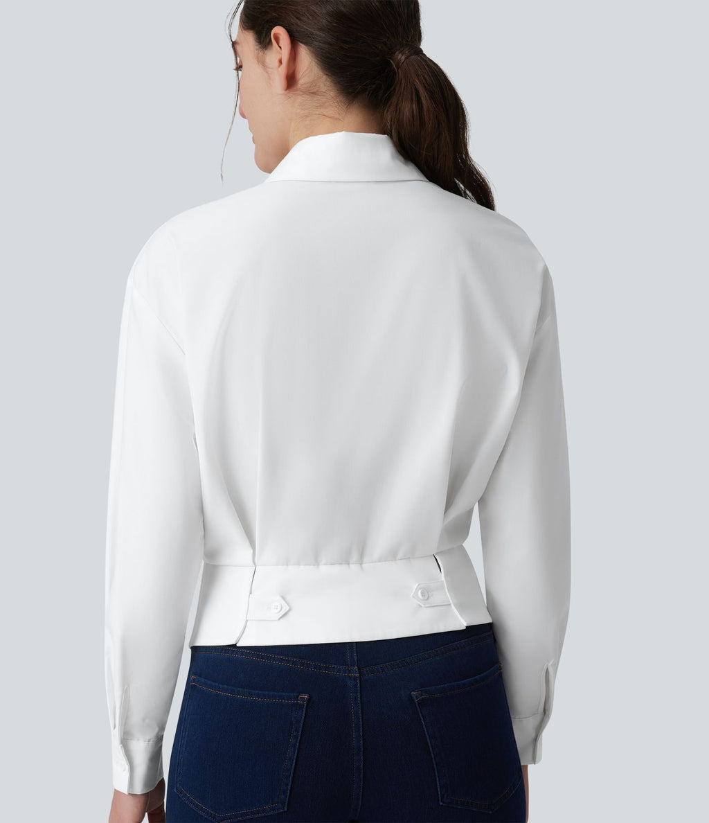 Chemise tailleur col manches longues taille cintrée ajustable