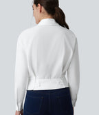 Chemise tailleur col manches longues taille cintrée ajustable
