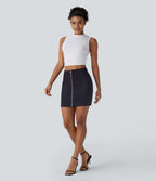 Mini jupe moulante taille haute effet sparkle, avec poches