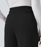 Pantalon de travail droit Halara Flex™ taille haute gainant en crêpe avec poches