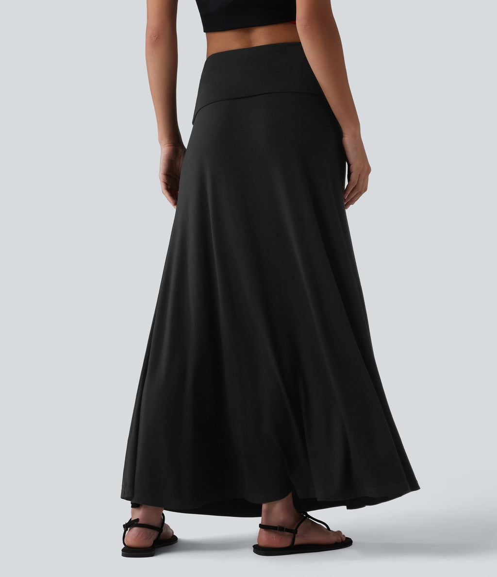 Jupe sirène casual longue taille haute avec ceinture repliable
