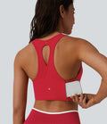 Brassière de sport yoga SoftlyZero™ Plush maintien léger dos nageur col U avec soutien-gorge intégré et poche