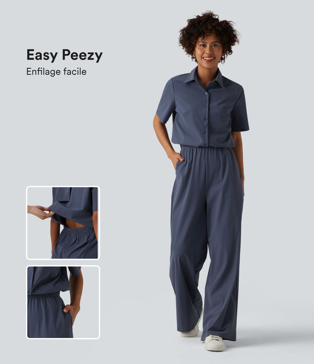 Combinaison courte de travail à manches courtes avec poches - Édition Easy Peasy