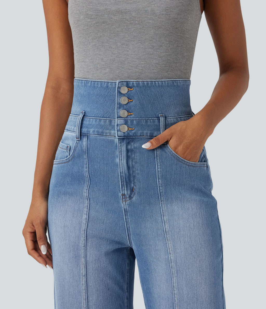 Jean décontracté Halara Flex™ jambe droite taille haute rabattable avec poches