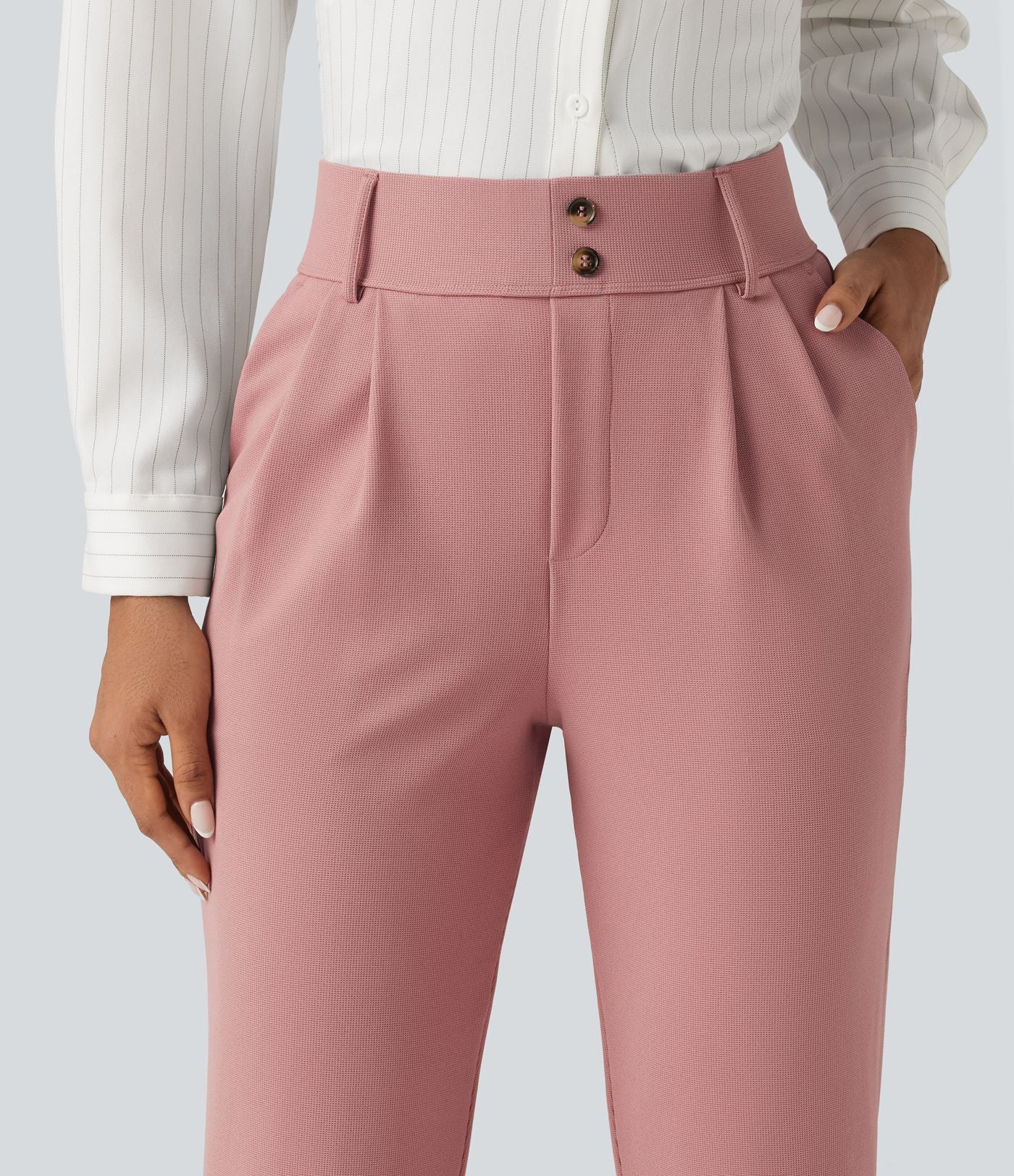 Pantacourt habillé Halara Flex™ taille haute fuselé en tissu gaufré avec poches