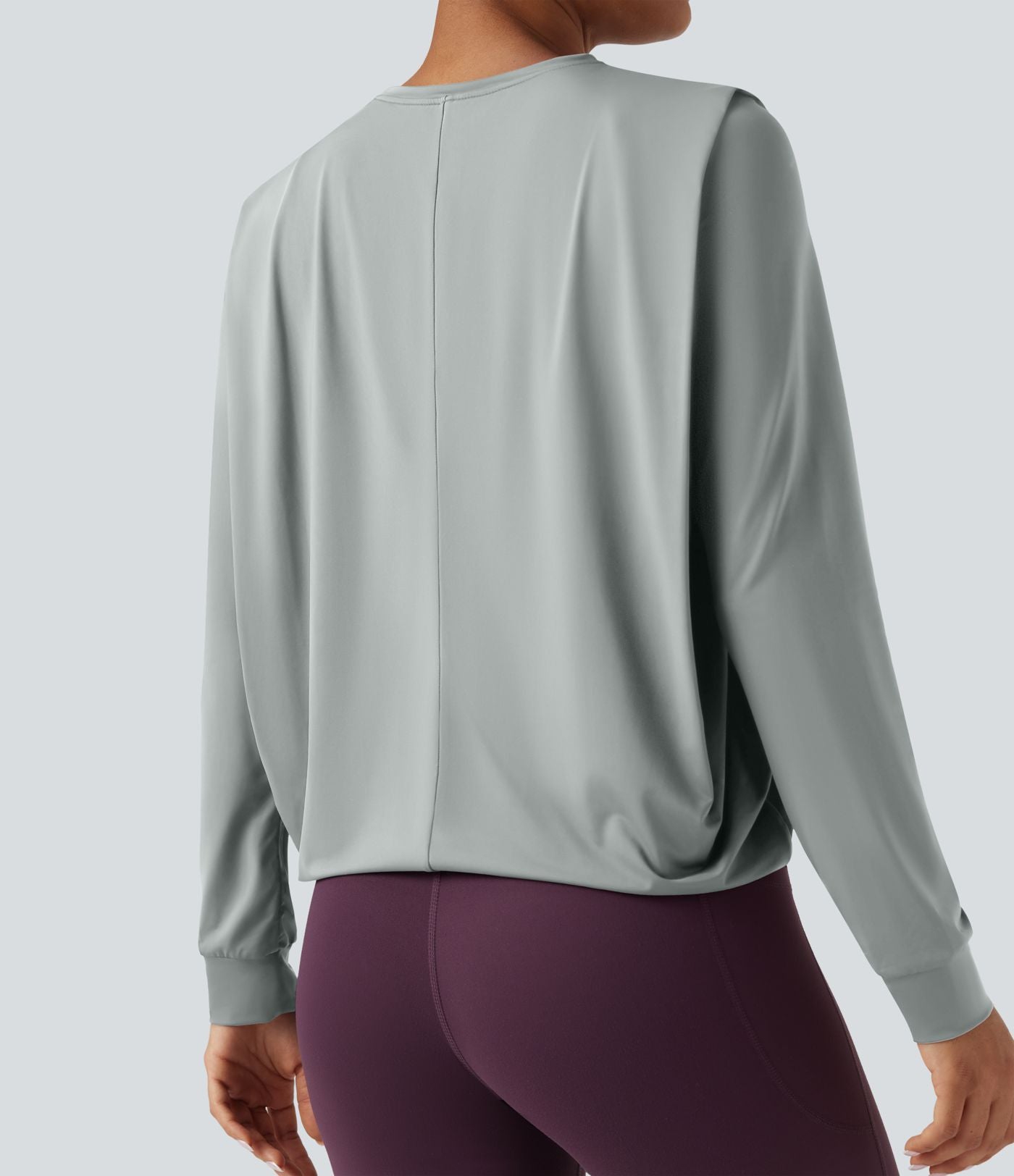 Haut de sport yoga col rond manches longues froncé - UPF50+