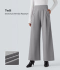 Pantalon tailleur ample taille haute en sergé Halara Flex™ avec poches