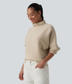 Pull casual col montant à manches chauve-souris