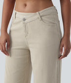 Jean ample Halara Flex™ asymétrique casual à rayures taille mi-haute avec poches