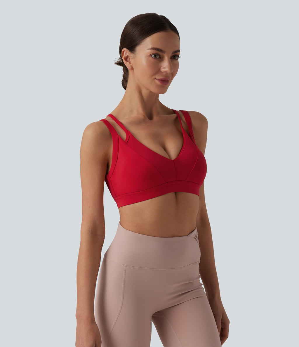 Brassière de sport SoftlyZero™ Airy yoga dos nu à double bretelles maintien léger effet frais InstantCool, protection solaire UPF50+