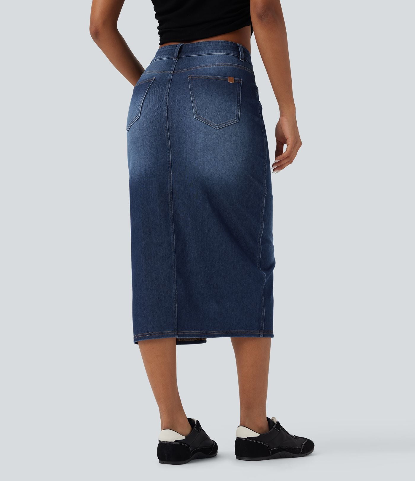 Jupe décontractée denim moulante Halara Flex™ asymétrique taille mi-haute avec fente et poches