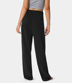 Sweatpants en Coton à Jambes Évasées avec Taille Élastique Intérieure Cordon de Serrage et Poche Latérale