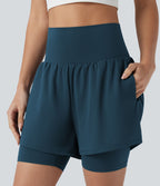Short de yoga SoftlyZero™ Airy 2-en-1 taille ultra-haute effet frais InstantCool 17,5 cm avec poches
