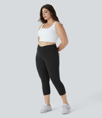 Softlyzero™ Legging Capri de Yoga Grande Taille Taille Haute avec Poche et Découpe Croisée