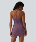 Robe mini moulante à dos nu et brassière intégrée
