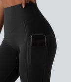 Legging de sport 7/8 Halara UltraSculpt™ taille haute gainant scrunch en mesh contrastant à poches