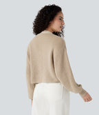 Cardigan gaufré col V manches longues
