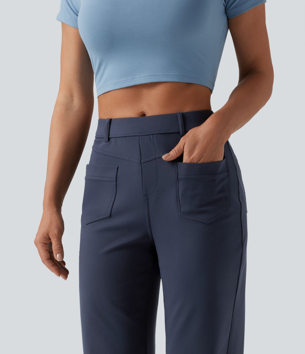 Pantalon décontracté DayStretch taille mi-haute coupe droite avec poches