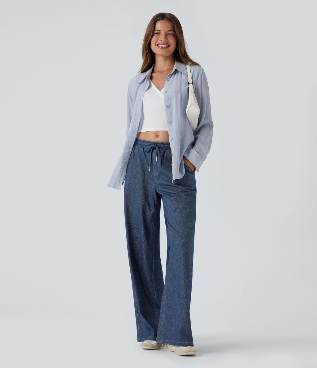 Jogging taille basse Halara Flex™ jambes larges, effet sparkle, avec poches