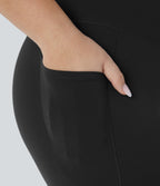 Softlyzero™ Legging Capri de Yoga Grande Taille Taille Haute avec Poche et Découpe Croisée